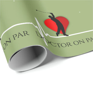 Doctor golf ekg line wrapping paper