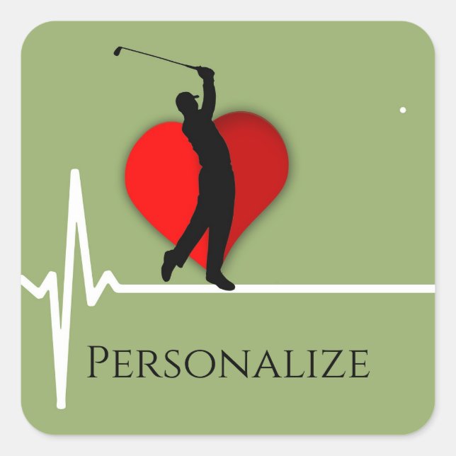 Doctor golfing ekg heart square sticker (Front)