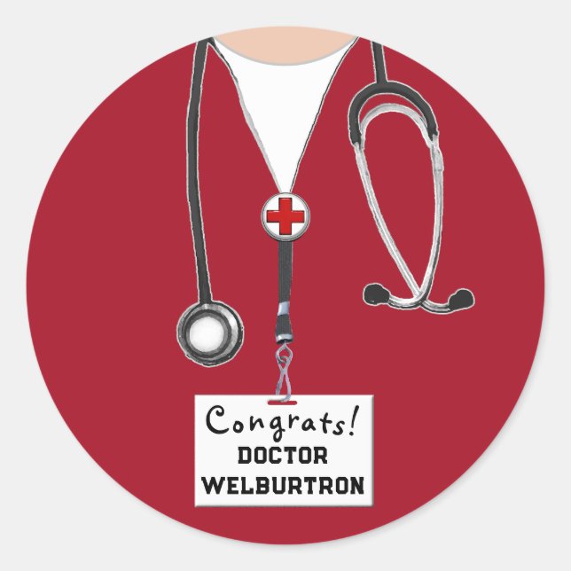 Doctor Graduation Classic Round Sticker (Front)