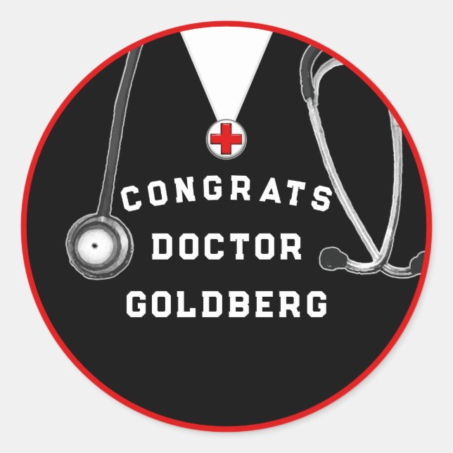 Doctor Graduation Gift Classic Round Sticker (Front)