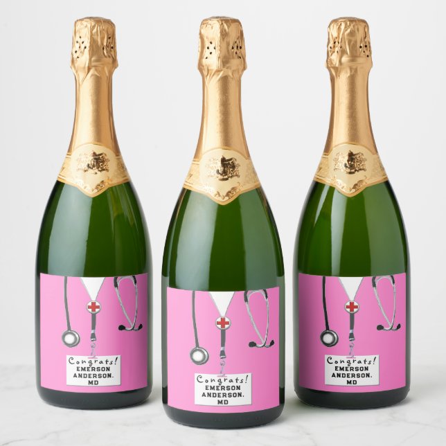 Doctor Graduation Medical School Sparkling Wine La Label (Bottles)