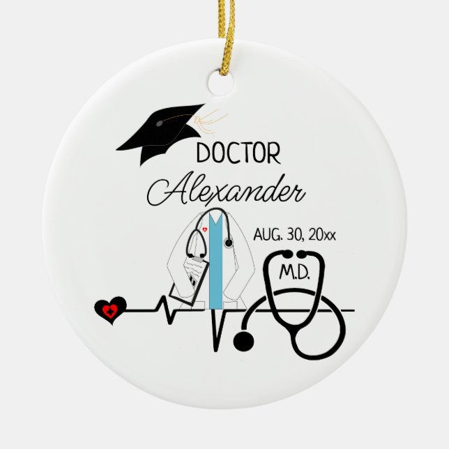 Doctor Graduation Medical Student Grad Christmas  Ceramic Tree Decoration (Front)