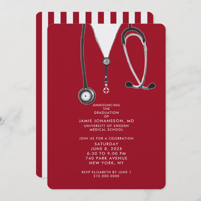 Doctor Graduation Party Invitations (Front/Back)