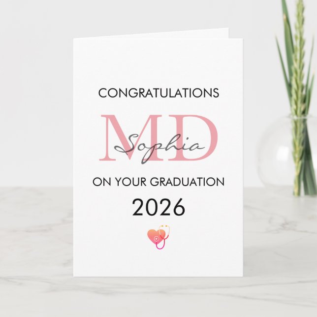 Doctor Graduation Personalised Name Class of 2026 Card (Front)