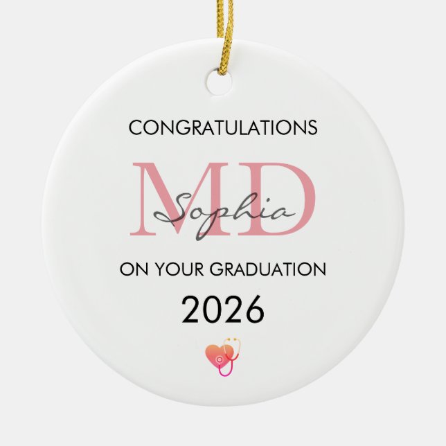 Doctor Graduation Personalised Name Class of 2026 Ceramic Tree Decoration (Front)