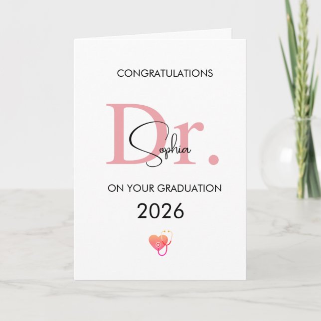 Doctor Graduation Personalized Name Class 2026 Card (Front)