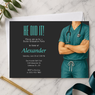 Doctor Graduation Photo Party Invite