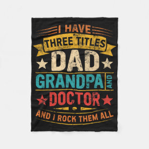 Doctor Grandpa For Men Funny Doctor Dad Fathers Da Fleece Blanket
