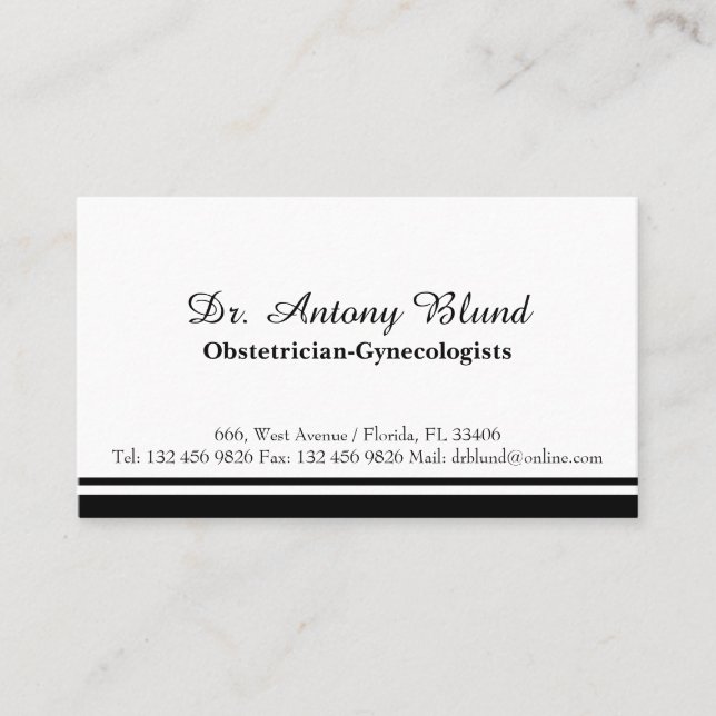 Doctor Gynaecologist Obstetrician OBGYN Elegant Business Card (Front)