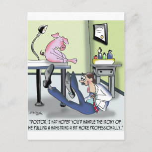 Doctor Handles Pulled Hamstring Unprofessionally Postcard