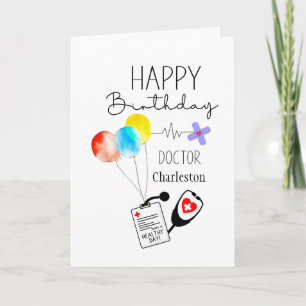 Doctor Happy Birthday Balloons Personalised Card