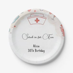 Doctor Heart Registered Nurse Rn 30th Birthday Paper Plate