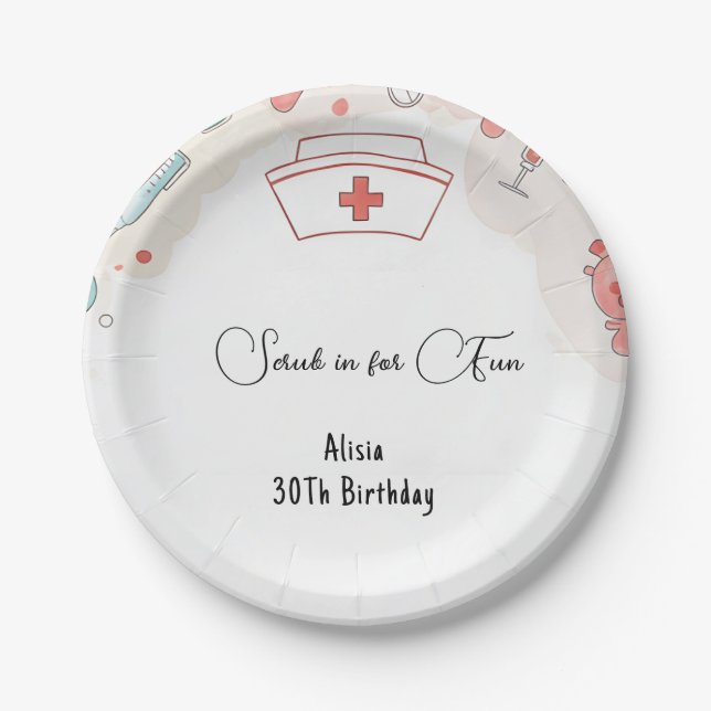 Doctor Heart Registered Nurse Rn 30th Birthday Paper Plate (Front)
