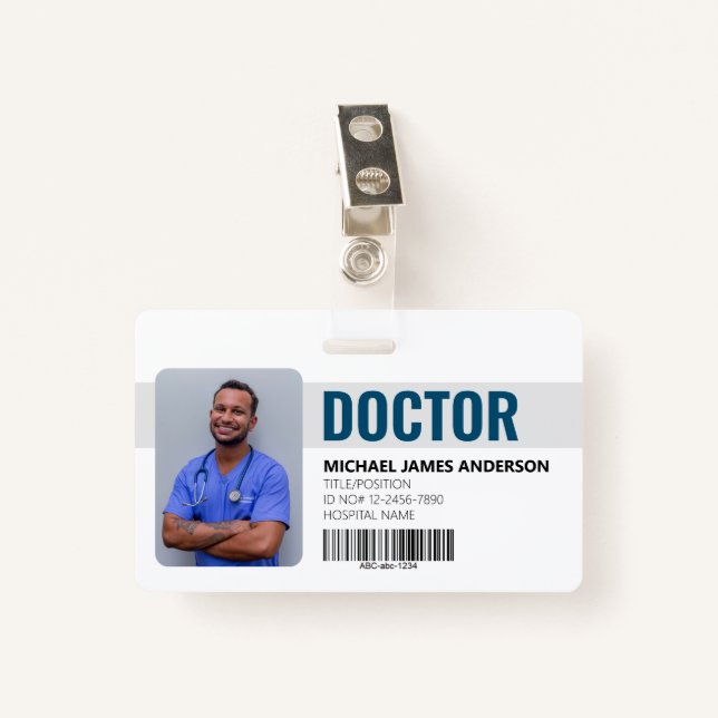 Doctor Hospital Blue ID Badge (Front with Clip)