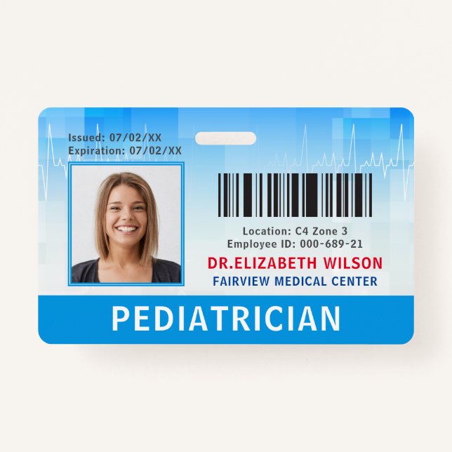 Doctor Hospital Medical Employee Photo ID ID Badge (Front)