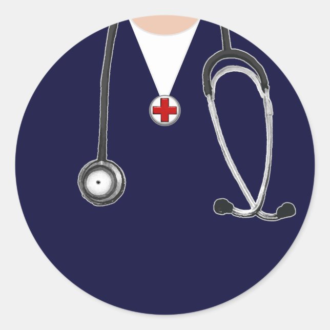 Doctor Hospital Scrubs Navy Classic Round Sticker (Front)