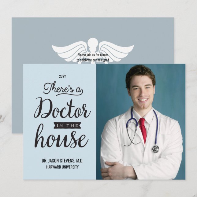 Doctor in House Medical Graduation Announcement (Front/Back)