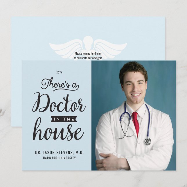 Doctor in House Medical Graduation Invitation (Front/Back)