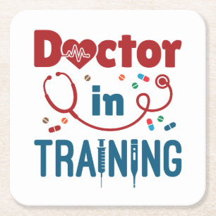Doctor In Training Future Doctor Square Paper Coaster