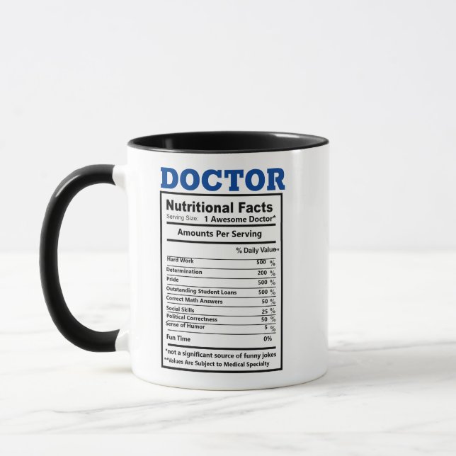 Doctor  Jokes Nutritional Facts Medical Puns Funny Mug (Left)