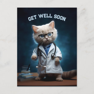 Doctor Kitten Get Well Soon Postcard