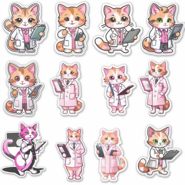 Doctor Kitty Stickers (Front)