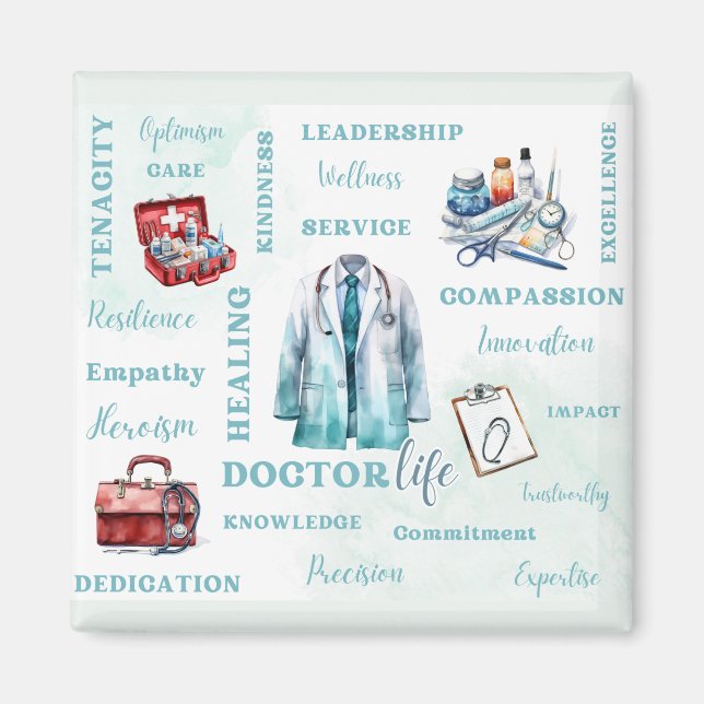Doctor Life Square Magnet (Front)