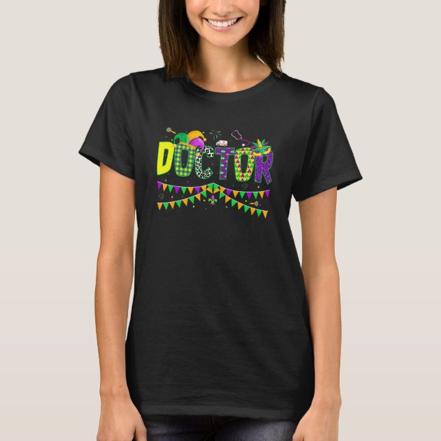 Doctor   Mardi Gras Carnival Party Jester Mask T-Shirt (Front)