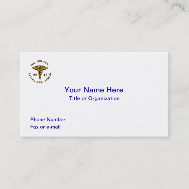 Doctor MD Caduceus VVV Shield Business Card (Front)