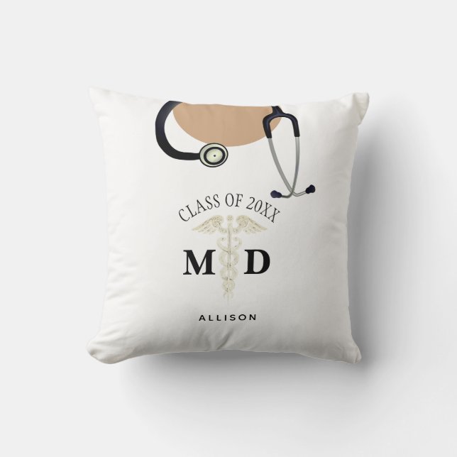 Doctor MD Graduation Medical Scrub Top Name Cushion (Front)
