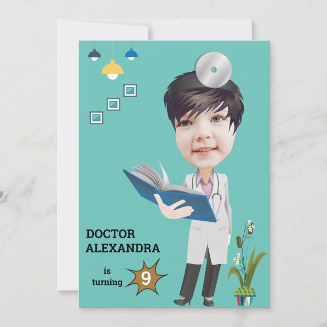 Doctor Medical Female Photo Sensational Birthday  Invitation (Front)