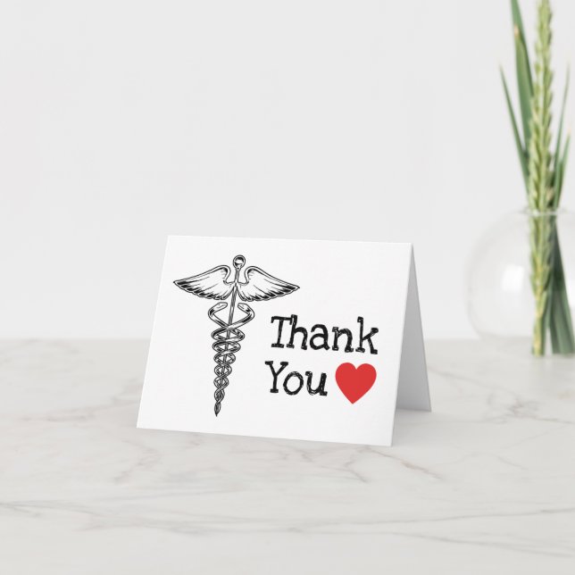 Doctor Medical Heart Nurse Health Care Nursing Thank You Card (Front)