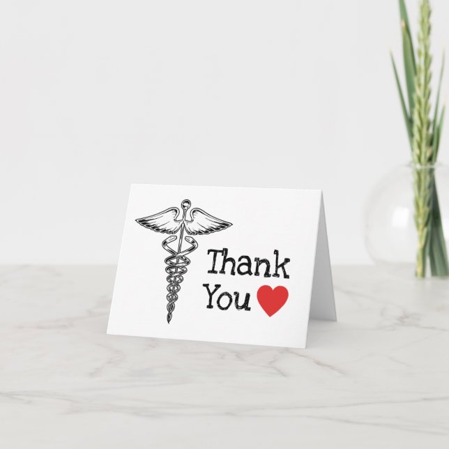 Doctor Medical Heart Nurse Health Care Nursing Thank You Card (Front)