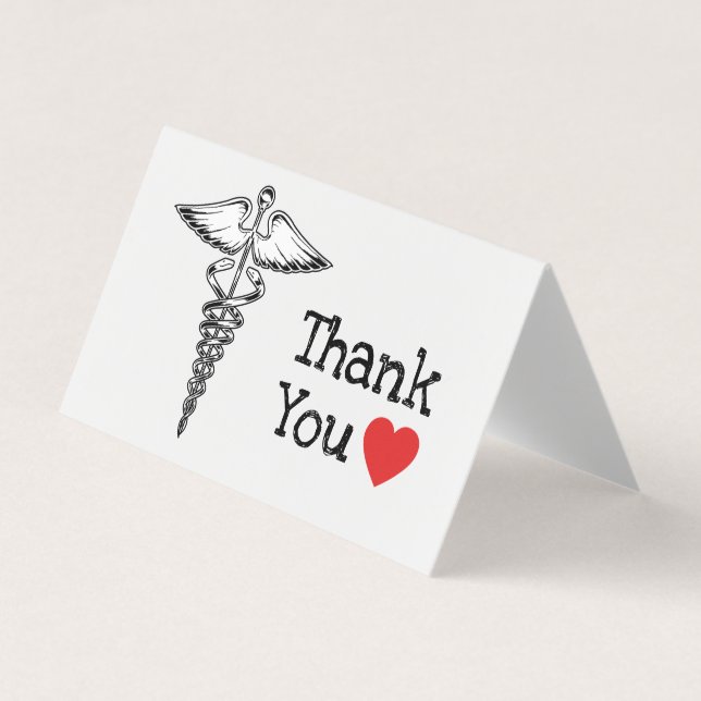 Doctor Medical Heart Nurse Nursing Thank You Business Card (Front)