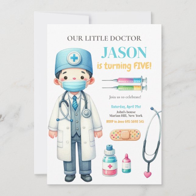 Doctor Medical Kids Birthday Party Invitation (Front)