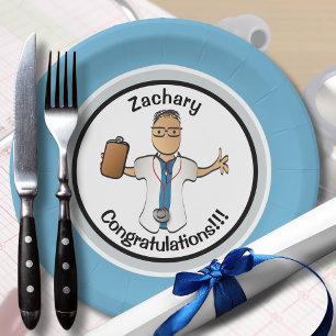 Doctor Medical Male Physician for Him Graduation Paper Plate