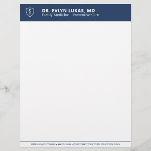 Doctor Medical Navy Blue Minimalist Custom Letterhead