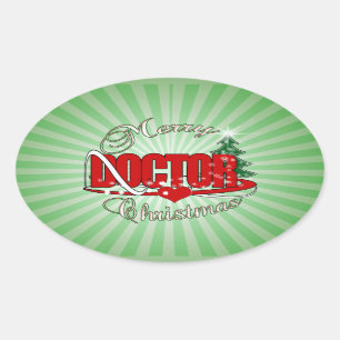 DOCTOR MERRY CHRISTMAS OVAL STICKER