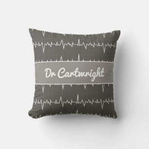 Doctor name custom ECG EKG medical heart gift Cushion