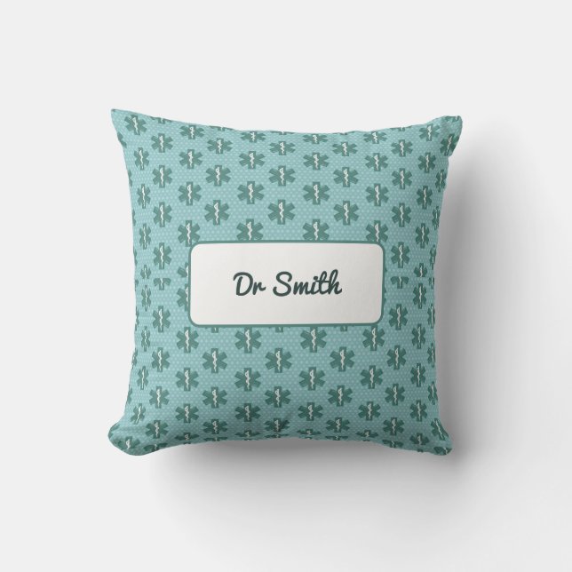Doctor name custom physician symbol medical gift cushion (Front)