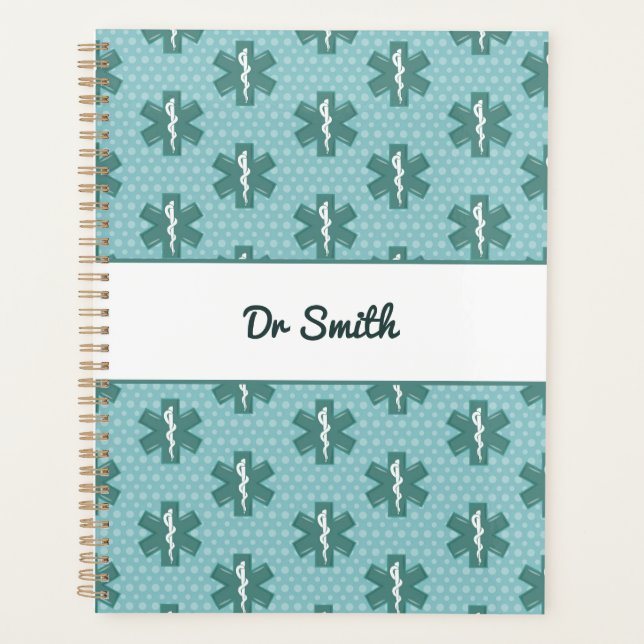 Doctor name custom physician symbol medical gift planner (Front)