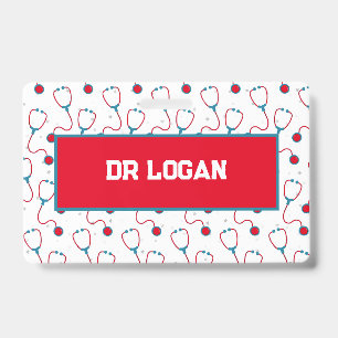 Doctor name custom stethoscope medical gift ID badge