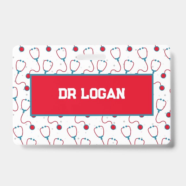 Doctor name custom stethoscope medical gift ID badge (Front)