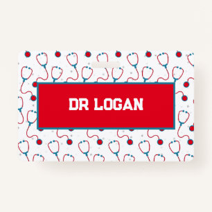 Doctor name custom stethoscope medical gift ID badge