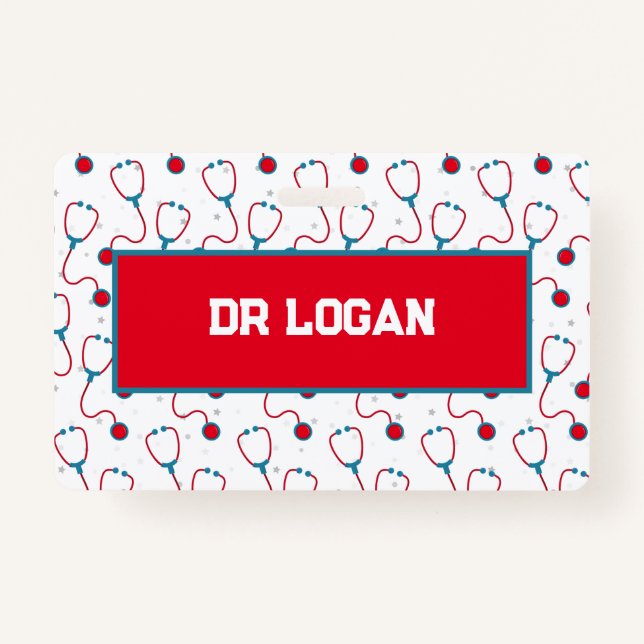 Doctor name custom stethoscope medical gift ID badge (Front)