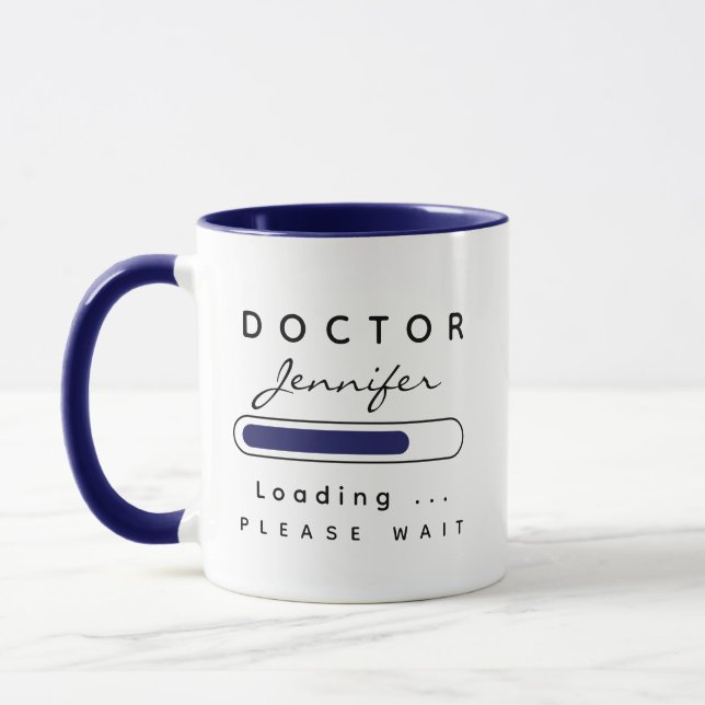 DOCTOR [Name] Loading Navy & White Mug (Left)