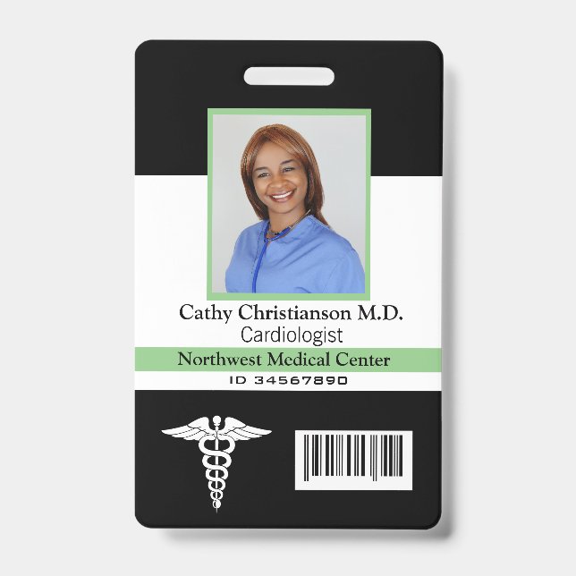 Doctor Name Photo Badge Scanner Code ID Badge (Front)