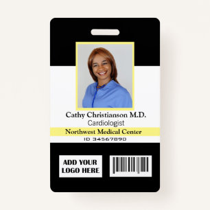 Doctor Name Photo Logo Badge Scanner Code ID Badge