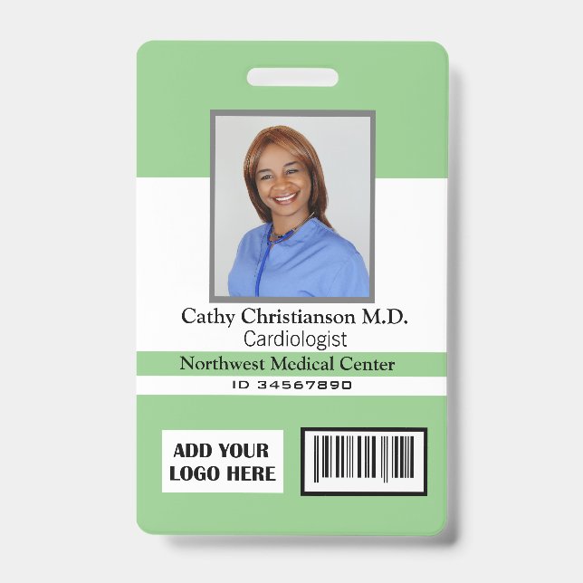 Doctor Name Photo Logo Badge Scanner Code ID Badge (Front)