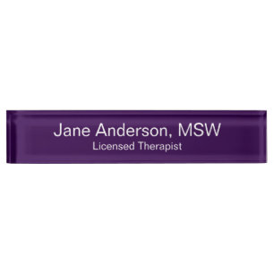 Doctor Name Speciality Purple White Medical Office Nameplate